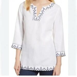 Tommy Bahama Prim Pina embroidered linen-blend tunic size XL RESORTWEAR